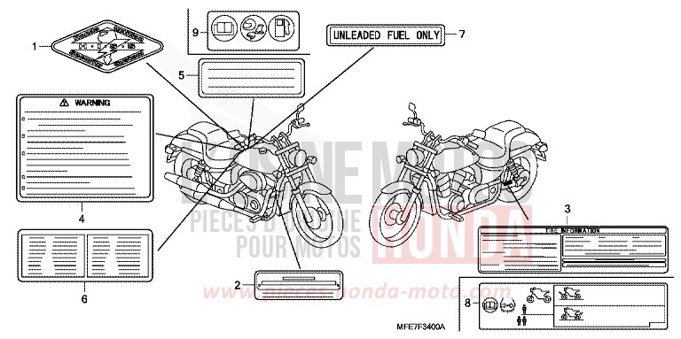CAUTION LABEL for Shadow Aero DEGITAL SILVER METALLIC (NHA30A) from 2008